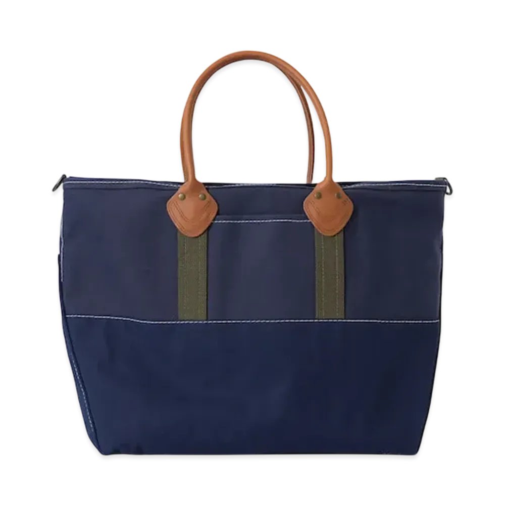 L.L.Bean x BEAMS PLUS Deep Bottom Leather Handle Zip Tote L "Navy"