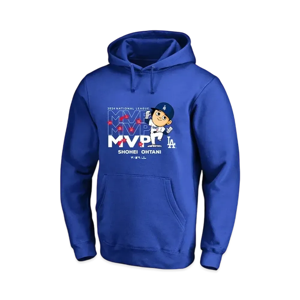 MLB Fanatics Dodgers Shohei Ohtani National League MVP 2024 Award Commemoration Illustration Hoodie "Blue"