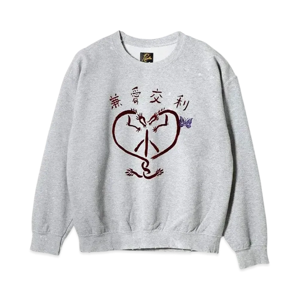 NEEDLES x Sasquatchfabrix. Crew Neck Sweat Kenaikouri "Gray"