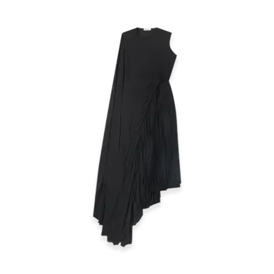 BALENCIAGA Women's Pleated Asymmetric Dress "Black"