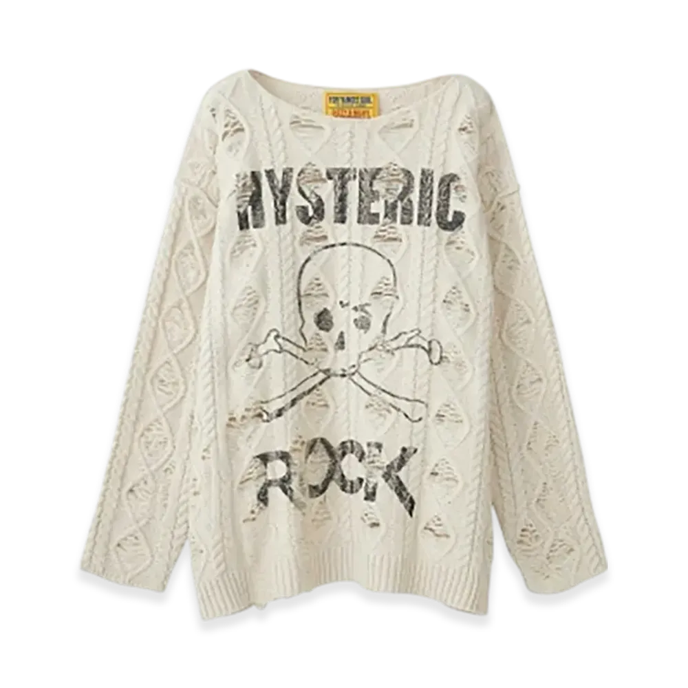 HYSTERIC GLAMOUR Siena Barnes / Hys Rock Crushed Sweater "White"