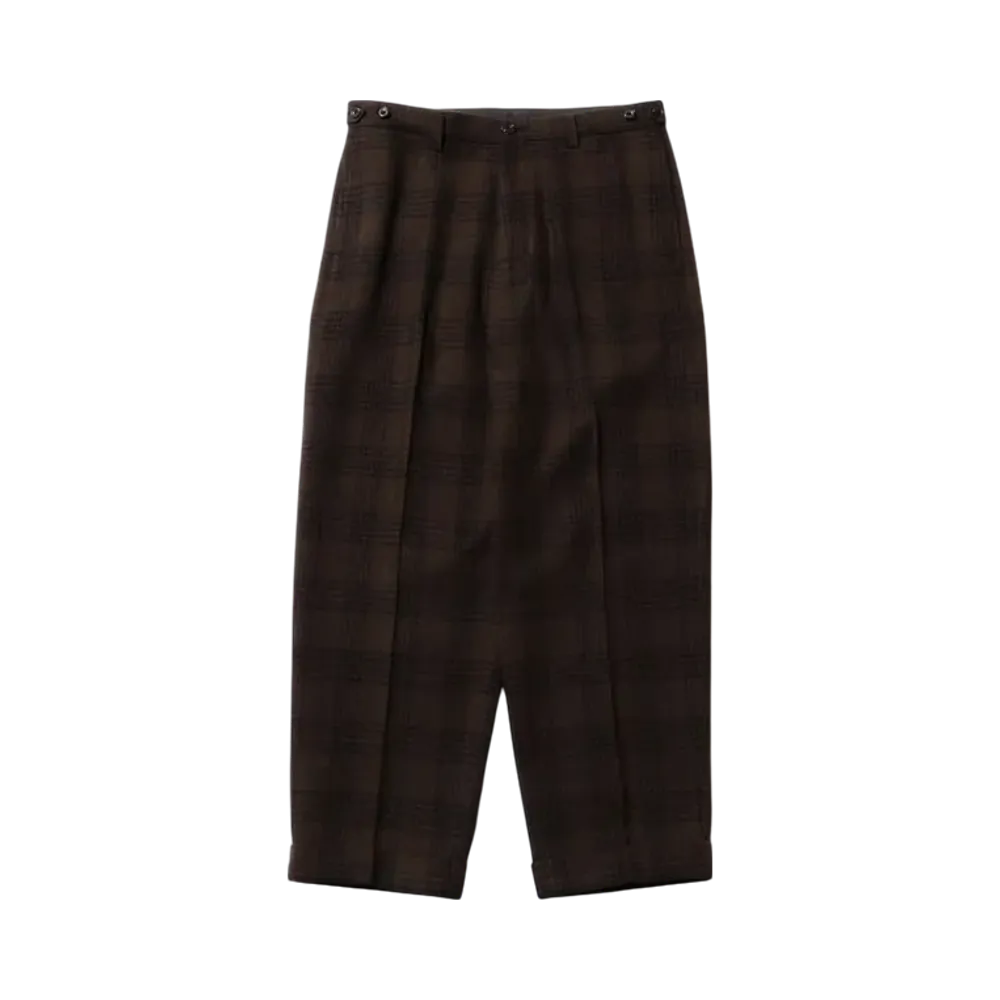 BEAMS IVY Trousers Wide Recycle Wool Plaid "Brown"