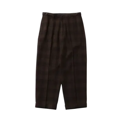 BEAMS IVY Trousers Wide Recycle Wool Plaid "Brown"