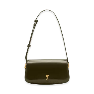 AMI PARIS Cow Leather Shoulder Paris Paris Bag "Green"