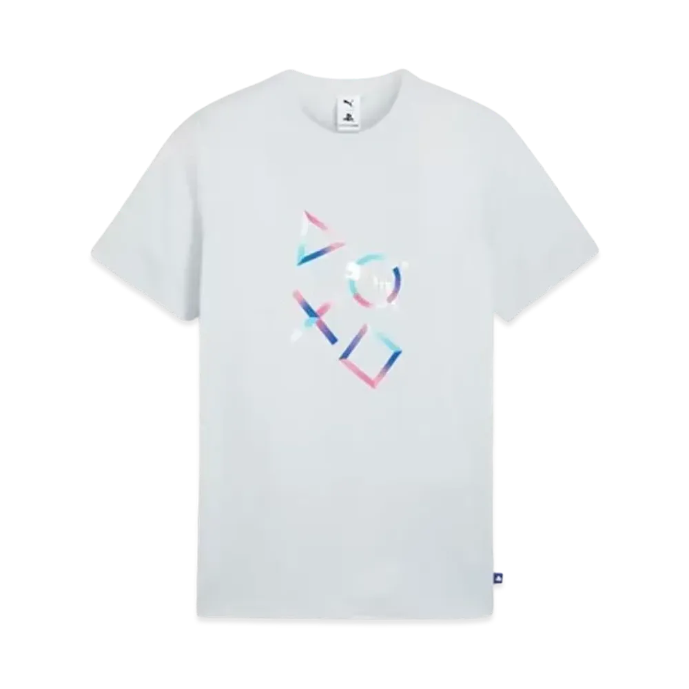 PUMA x PlayStation Men's Graphic Short Sleeve T-Shirt "Silver Mist"