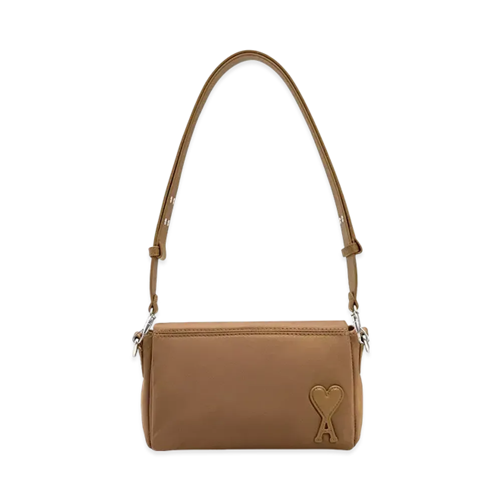 AMI PARIS Nylon Canvas Marcel Lunch Box Bag "Hazelnut"
