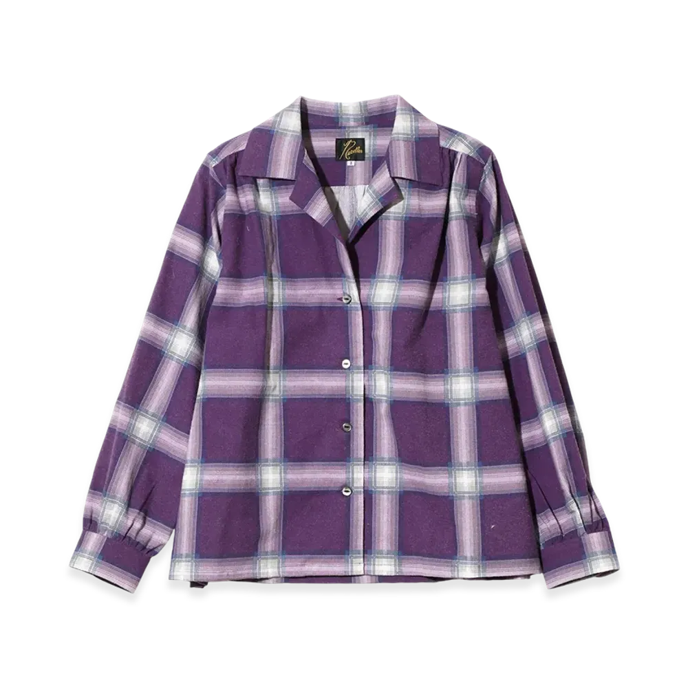 NEEDLES Gathered Blouse - Printed Flannel / Plaid "Purple"