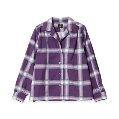 NEEDLES Gathered Blouse - Printed Flannel / Plaid "Purple"