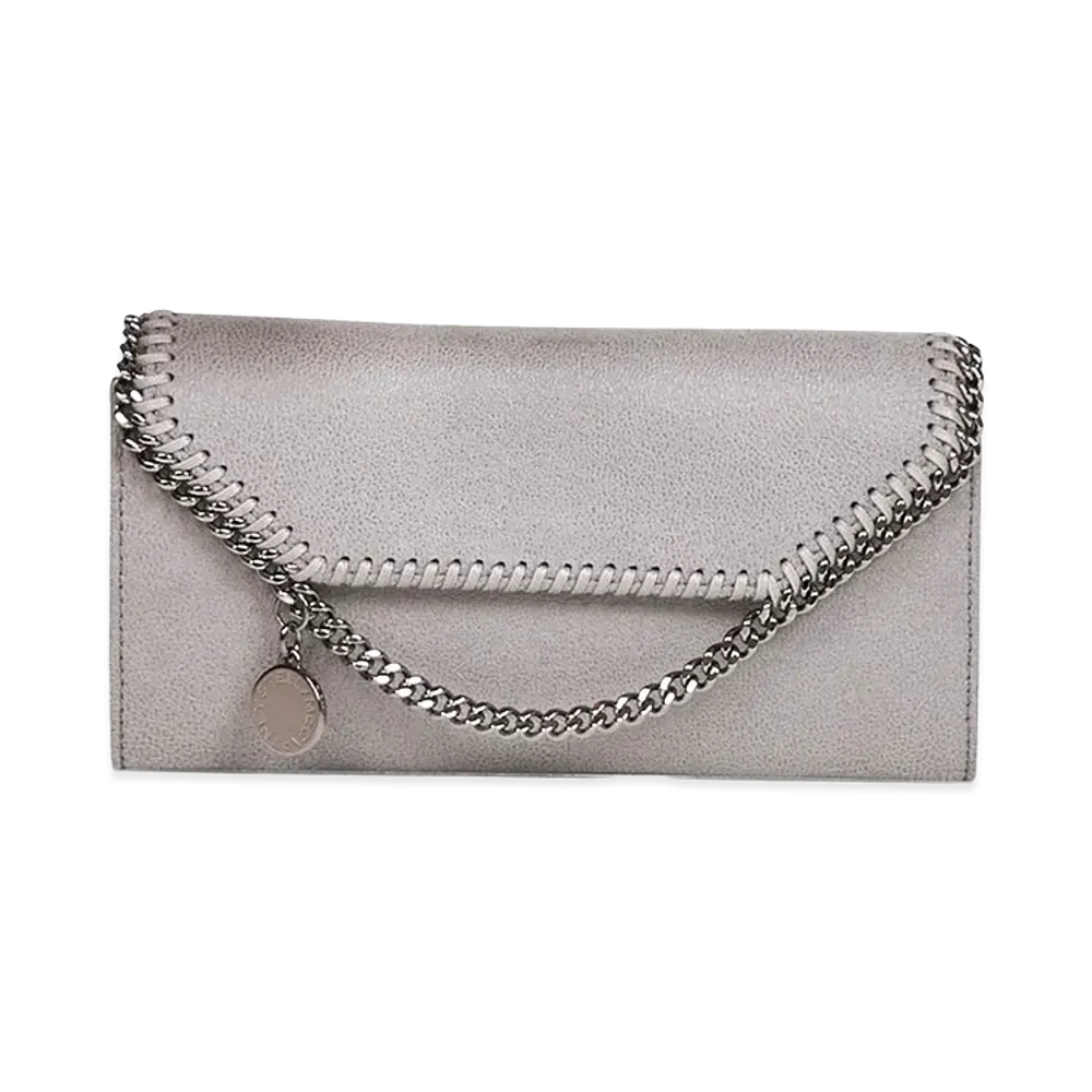 STELLA McCARTNEY Women's Falabella Continental Wallet With Chain Eco Shaggy Deer W/Ruthenium Chain "Gray"