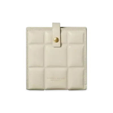 Bottega Veneta Padded Calfskin Bi-fold Compact Wallet "Plaster"