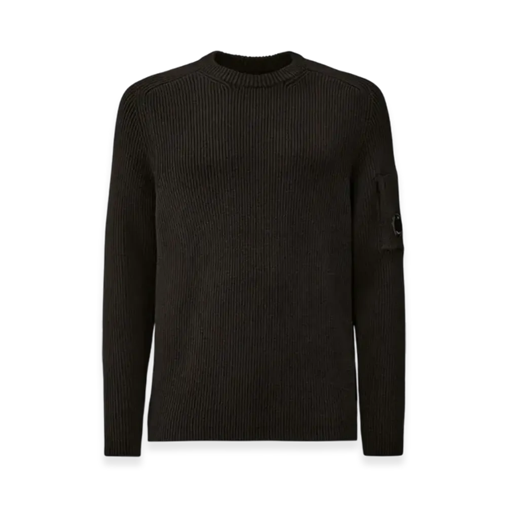 C.P. Company Full Rib Crewneck Lens Sweater "Black"