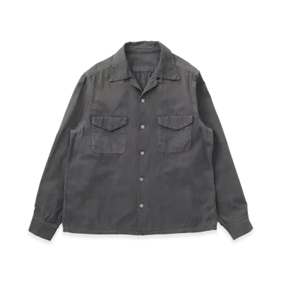 T.T Taiga Takahashi LOT.101 Open Collar Shirt "Natural Dyed Logwood Gray"
