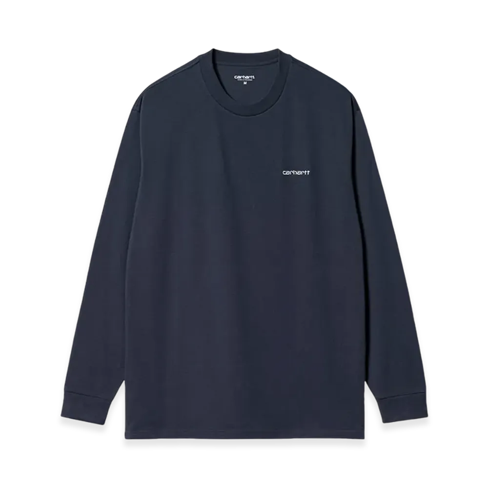 Carhartt WIP Script Embroidery Long Sleeve T-Shirt "Blue"
