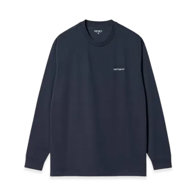Carhartt WIP Script Embroidery Long Sleeve T-Shirt "Blue"