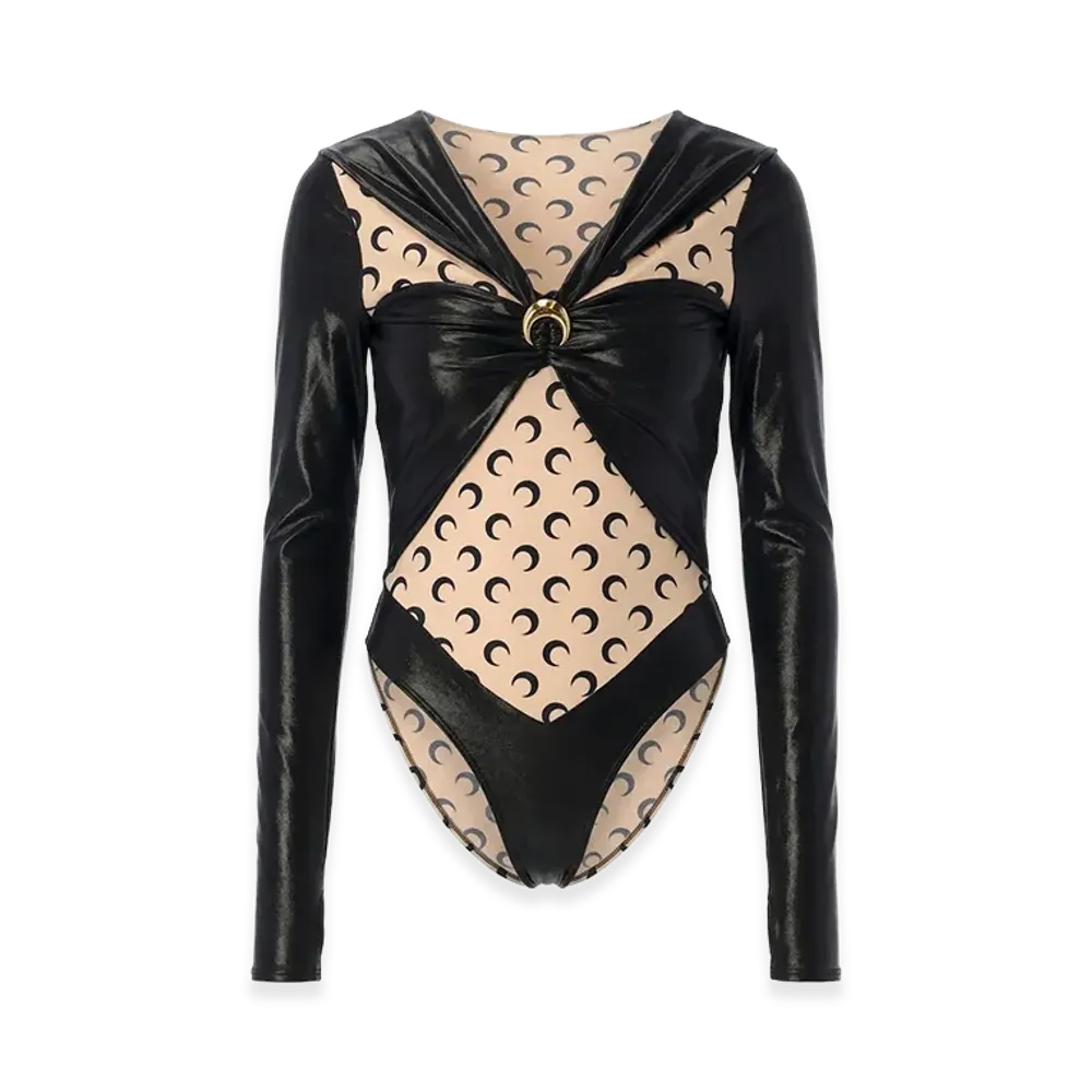 Marine Serre Women's Draped Viscose Bodysuit "Black"