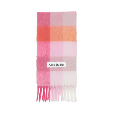 Acne Studios Mohair Check Scarf "Pink/Fuchsia/White"