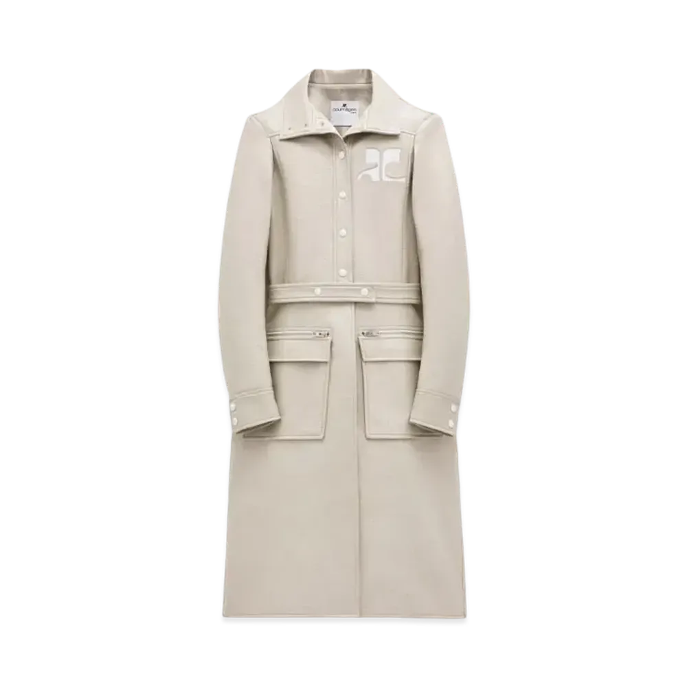 Courreges Reedition Vinyl Trench Coat "Mastic Grey"