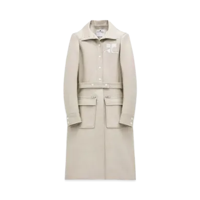 Courreges Reedition Vinyl Trench Coat "Mastic Grey"