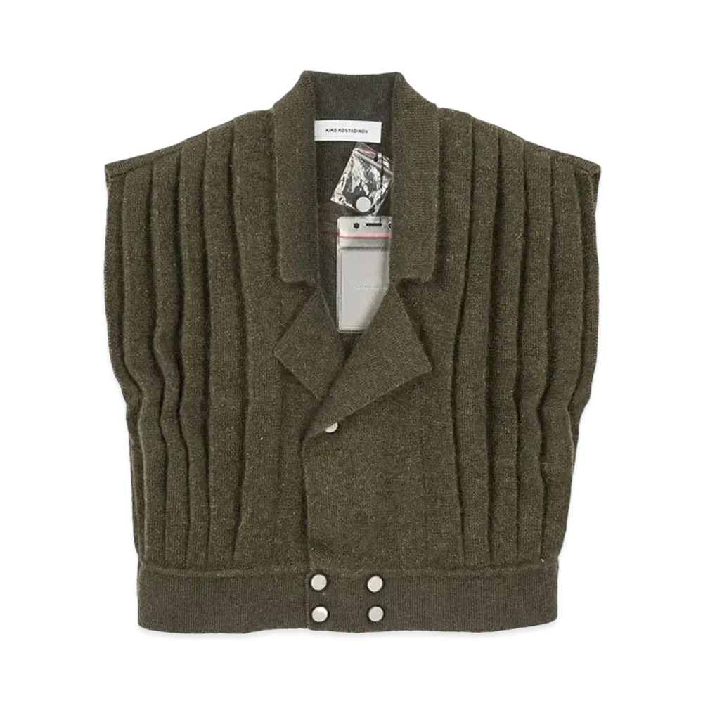 KIKO KOSTADINOV Orson Knitted Vest "Shiny Army Green"