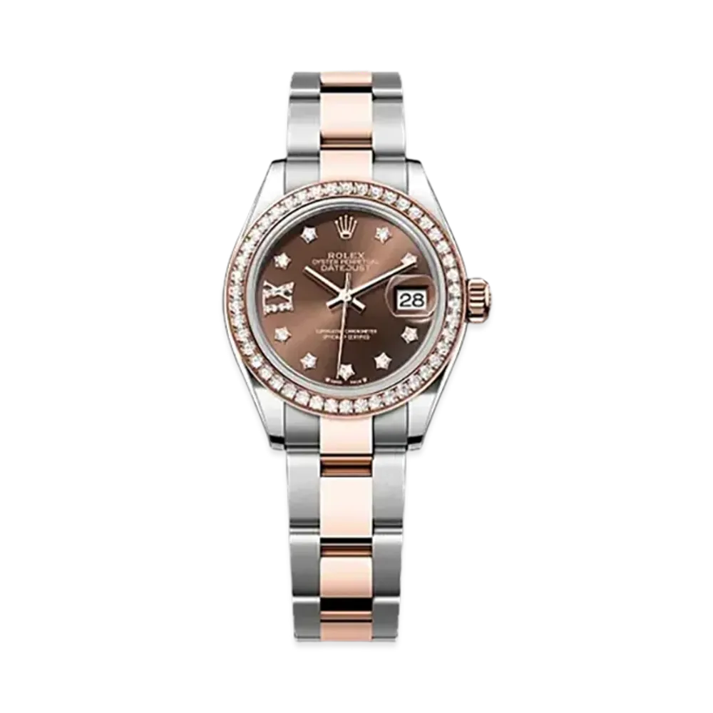 ROLEX Lady-Datejust 28mm Oystersteel & Everose Gold Diamond 279381RBR "Chocolate"