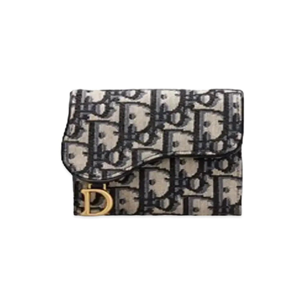Dior Saddle Lotus Wallet "Blue"
