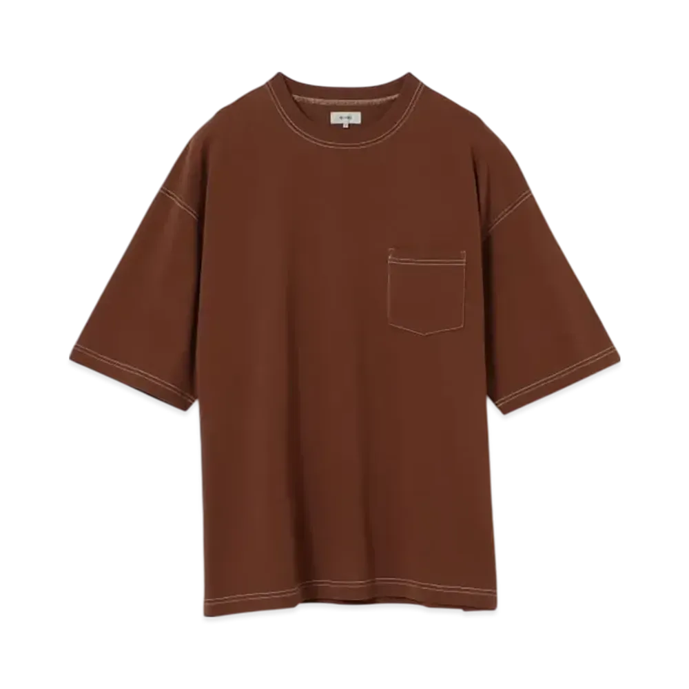 BEAMS Stitched Loose T-Shirt "Brown"