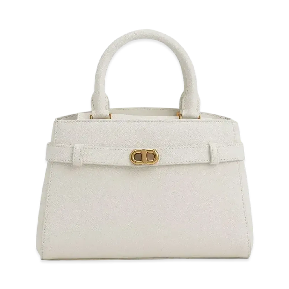 CHARLES & KEITH Obriel Metallic Accent Belt Bag "Cream"