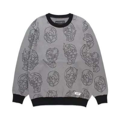 WACKO MARIA 56 Tattoo Studio / Jacquard Knit Sweater "Gray"