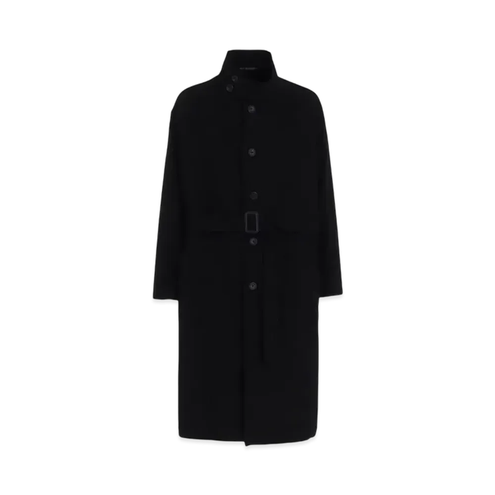 Yohji Yamamoto POUR HOMME Airy Mosser Stand Collar Coat "Black" HO-C08-102-1A24