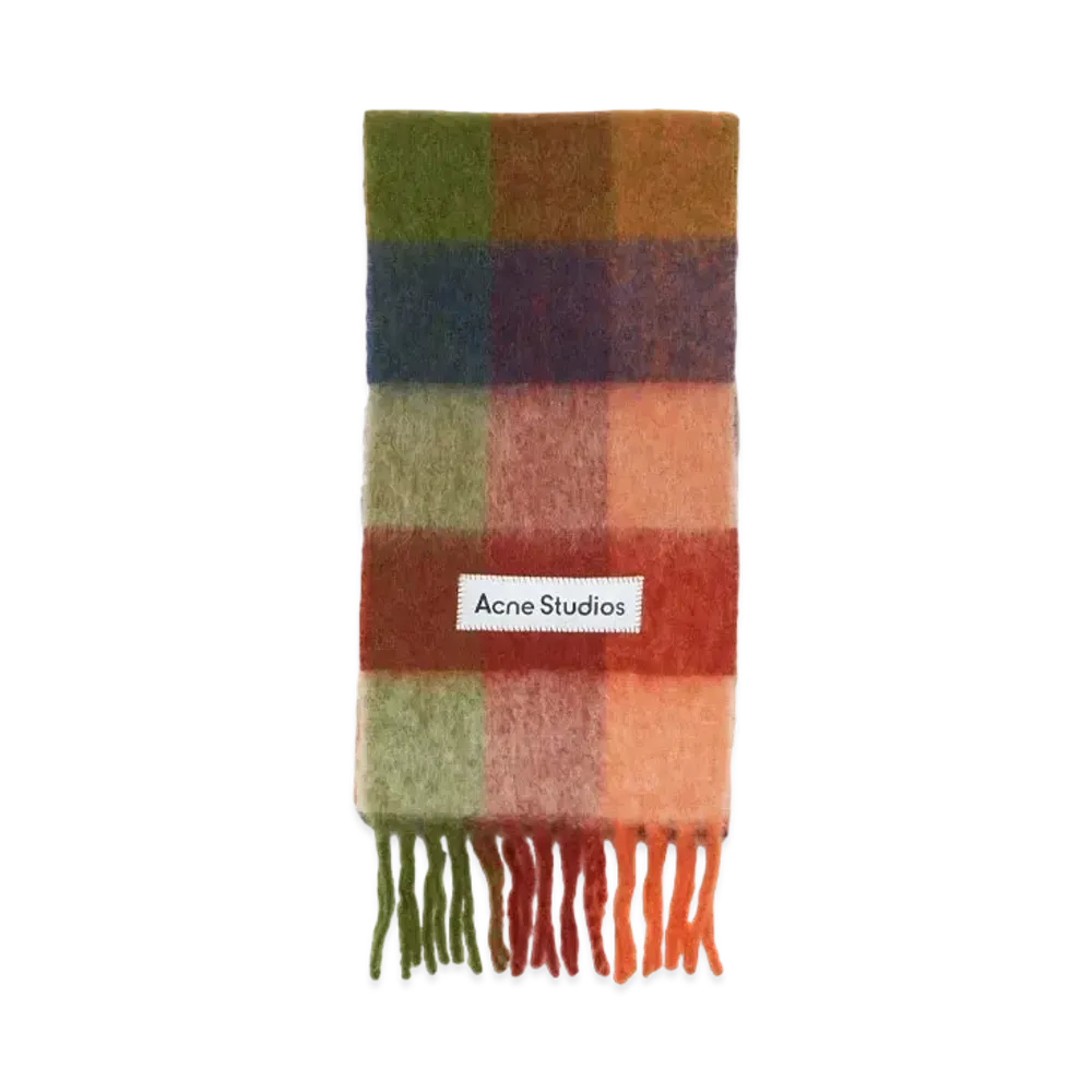 Acne Studios Mohair Check Scarf "Orange/Green"
