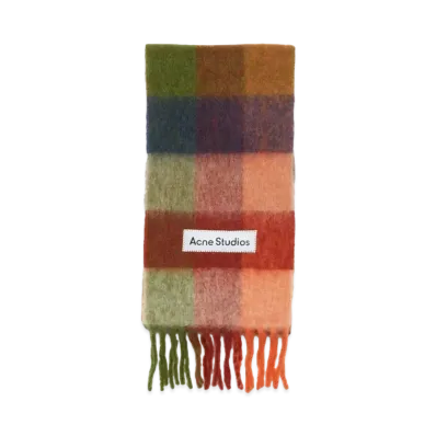 Acne Studios Mohair Check Scarf "Orange/Green"