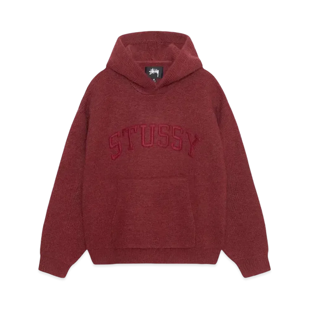 Stussy Felt Patch Knit Hoodie "Burgundy"