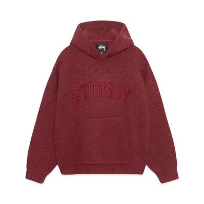 Stussy Felt Patch Knit Hoodie "Burgundy"
