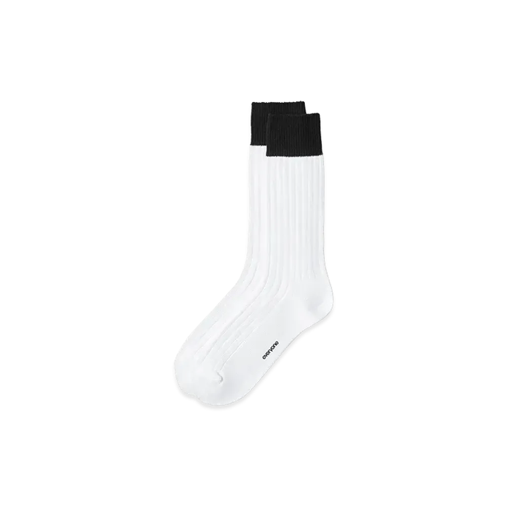 everyone 2-Tone Rib Socks "White/Black"
