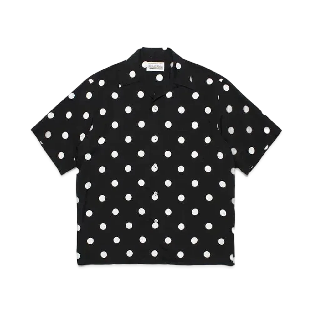 WACKO MARIA Dots Open Collar Shirt "Black"