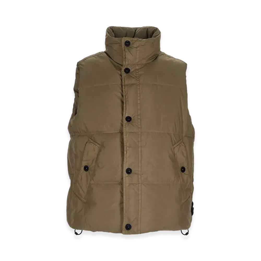 Stone Island Wind-Resistant Down Vest with Anti-Drop "Military Green"