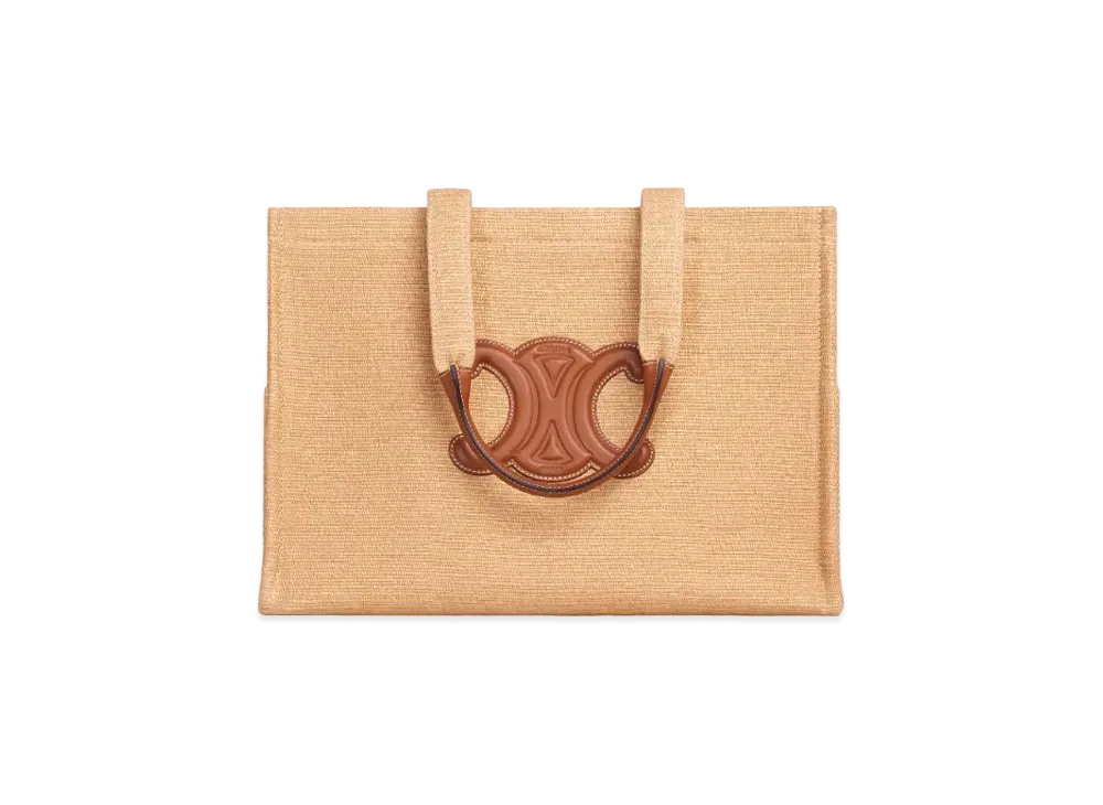 CELINE Large Cabas Thais in Textile and Calfskin "Natural/Tan"