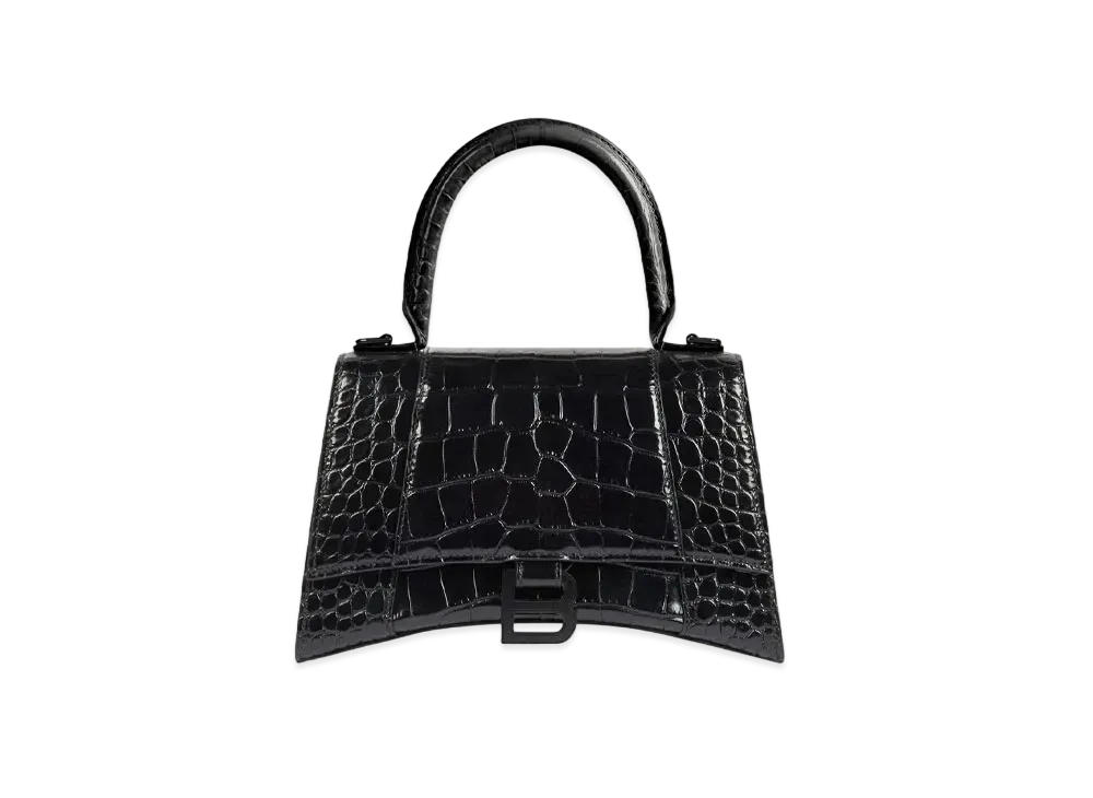 BALENCIAGA Women's Hourglass Small Top Handle Bag "Black"