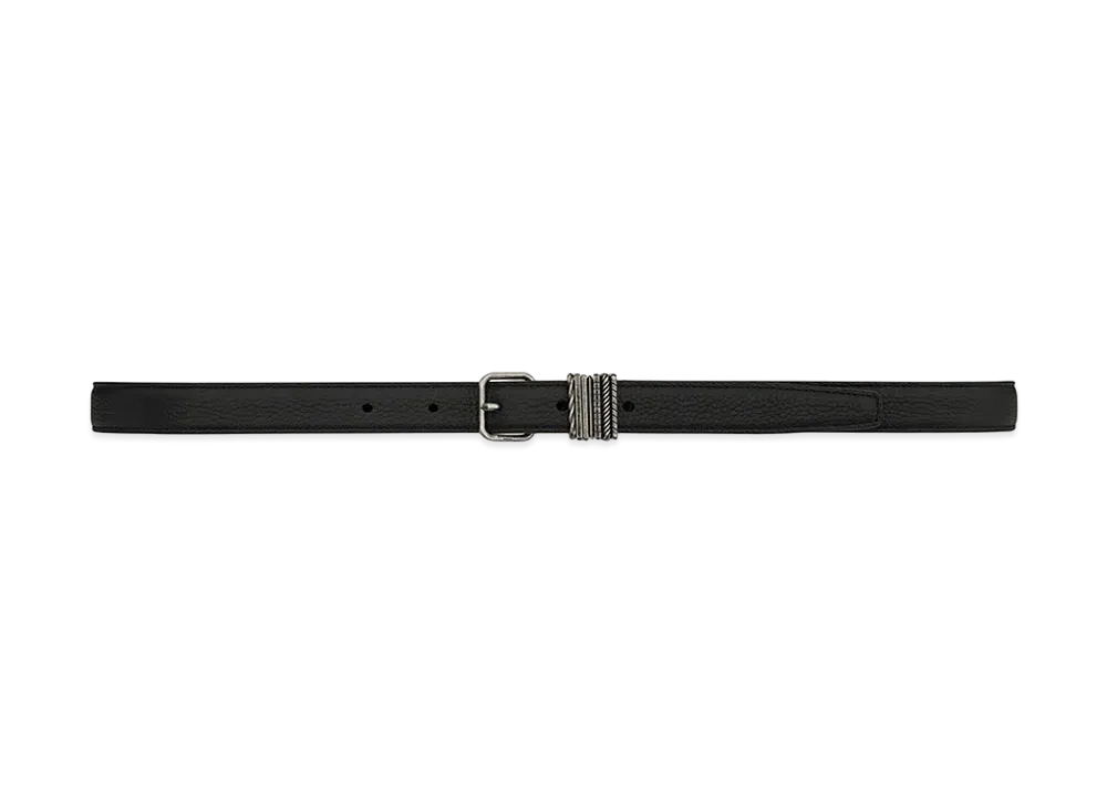 Saint Laurent Stacked-Loop Belt In Grained Leather "Black"