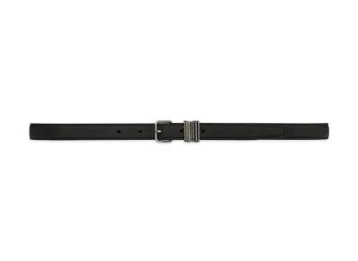 Saint Laurent Stacked-Loop Belt In Grained Leather "Black"