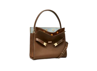 TORY BURCH Lee Radziwill Small Double Bag "Chocolate Truffle"