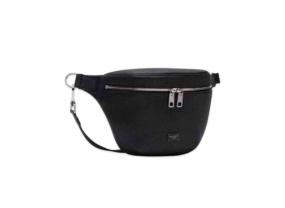 Dolce&Gabbana Palermo Waist Pouch Carfskin Logo Plate "Black"