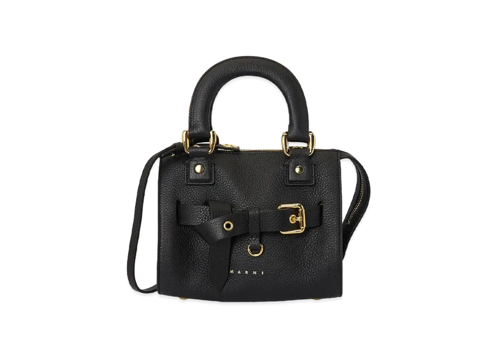 Marni Black Grained Calf Treasure Mini Top Handle Bag "Black"
