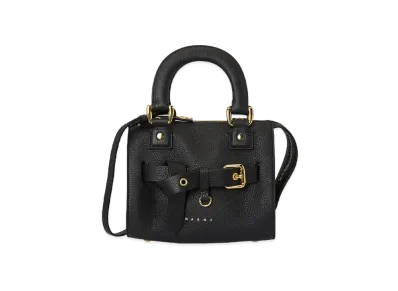 Marni Black Grained Calf Treasure Mini Top Handle Bag "Black"