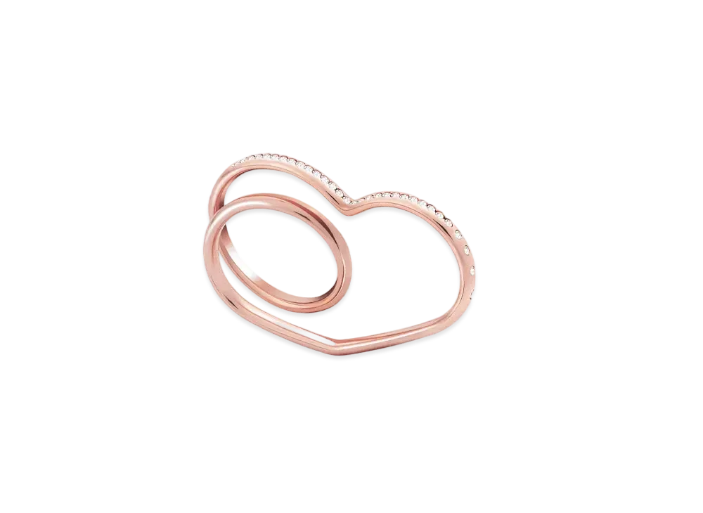 Hermes Vertige Coeur Double Ring MM "Pink Gold/Diamond"