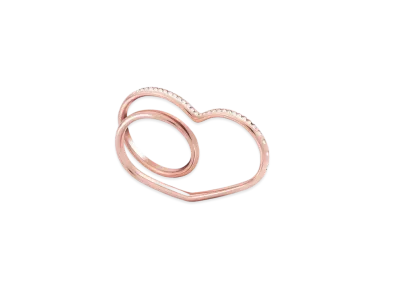 Hermes Vertige Coeur Double Ring MM "Pink Gold/Diamond"