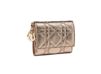 Dior Lady Dior Rotas Wallet Canage Grain Calfskin "Gold"