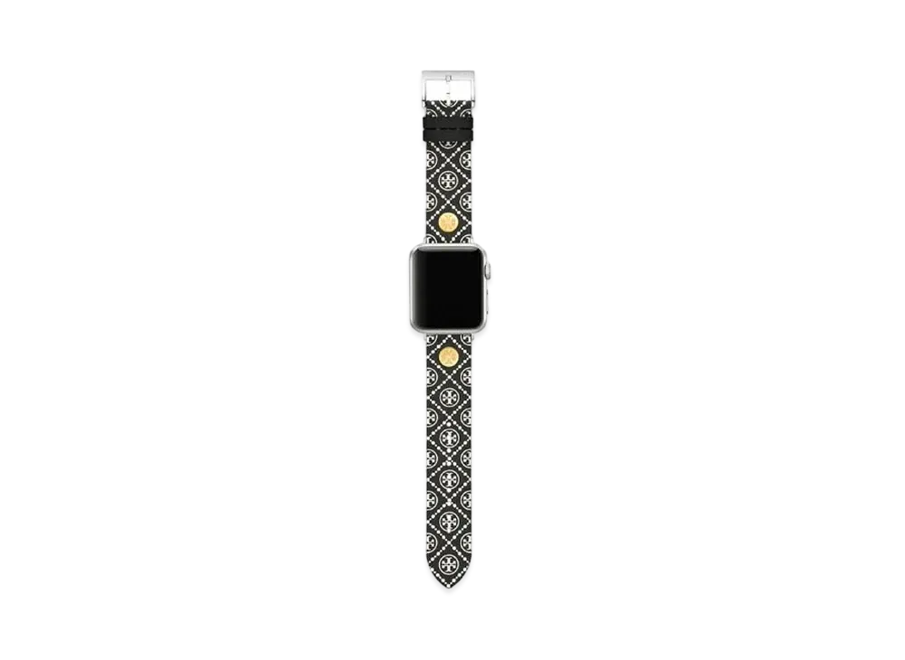Tory Burch Apple Watch T Monogram Band Black / White Leather 38mm~40mm