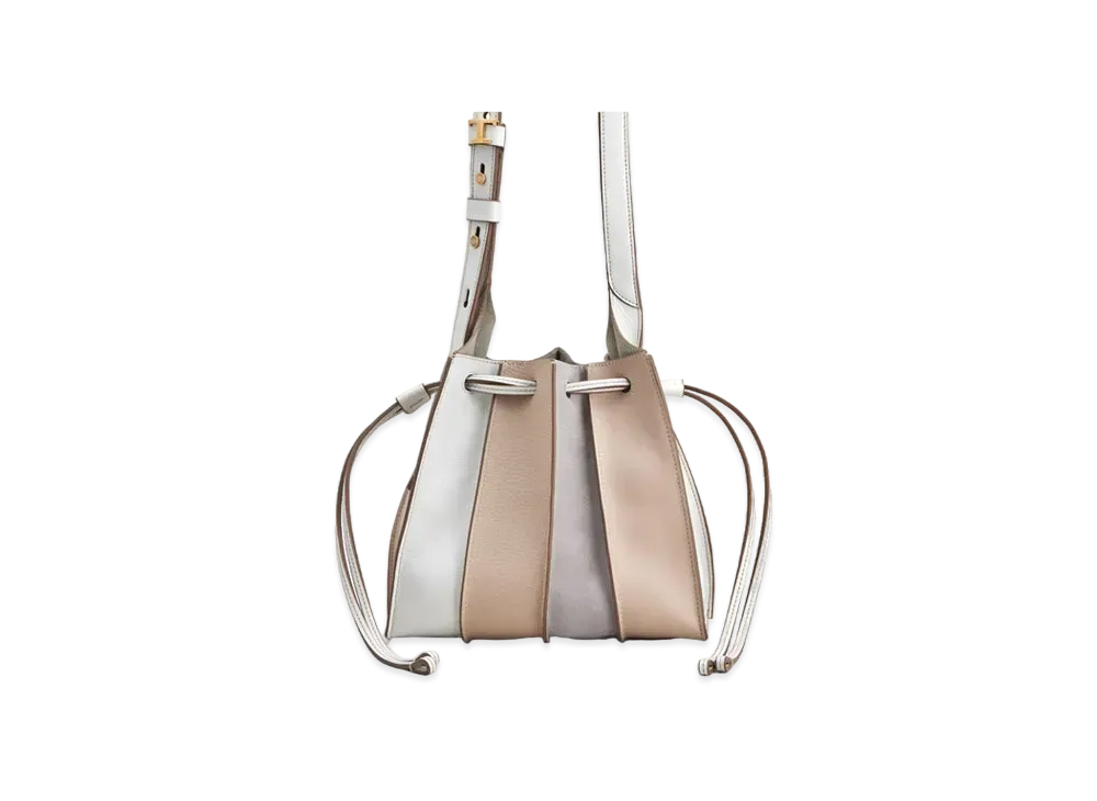 TOD'S Leather Bucket Bag Mini "White/Pink/Gray"