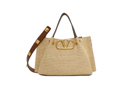 Valentino Summer Tote Straw Small "Natural"